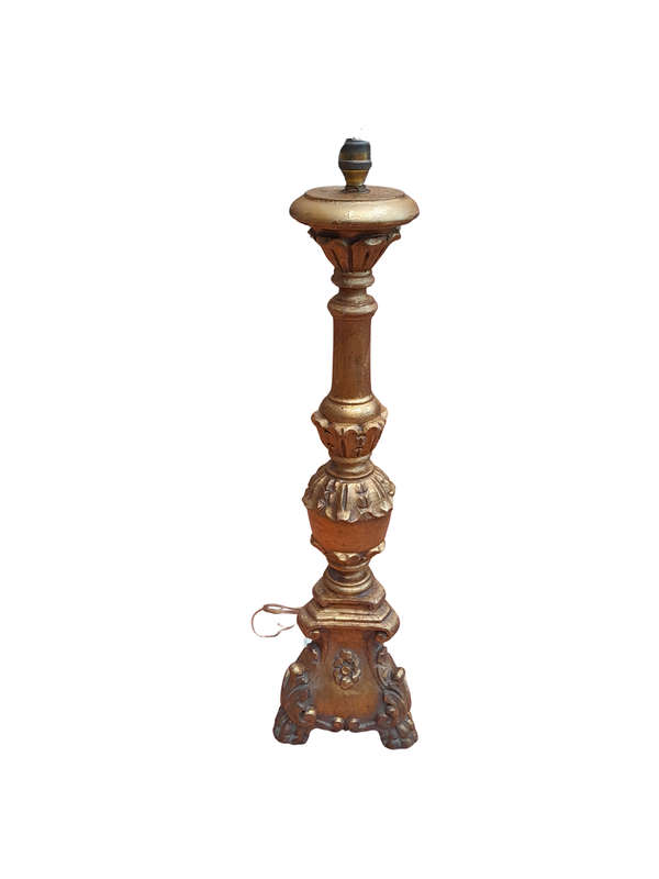 A 20th Century French Style Carved and Gilded Wooden Lamp Base ND