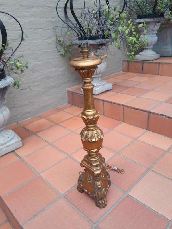 A 20th Century French Style Carved and Gilded Wooden Lamp Base ND