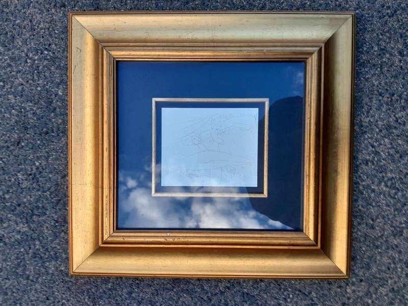 A Pair of Gold Framed Picasso Style Drawings