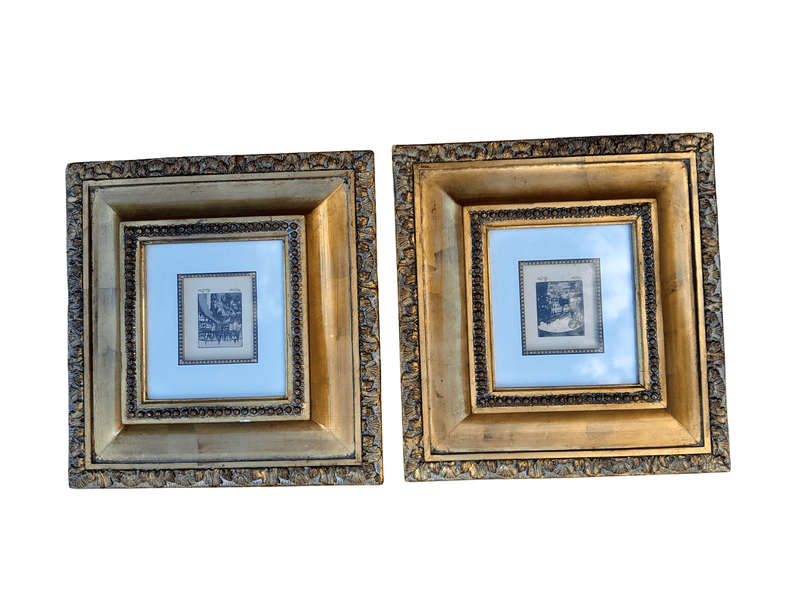 A Pair of Turner Wall Paris Scene in French Gilt Ornate Frames
