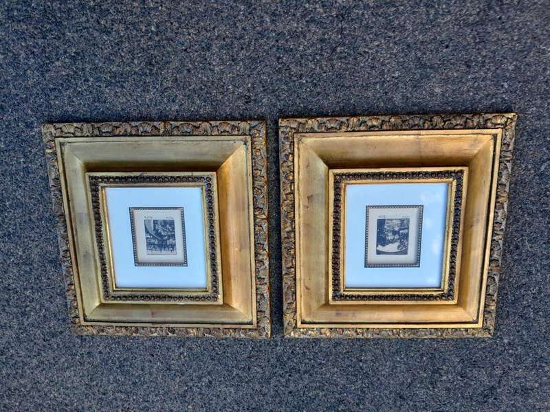 A Pair of Turner Wall Paris Scene in French Gilt Ornate Frames