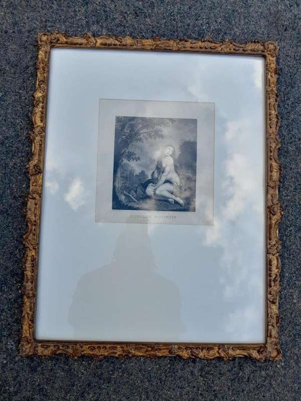 A Pair of Etching Prints on Paper of Mary Magdalene & The Penitent in French Gilt Ornate Fram...