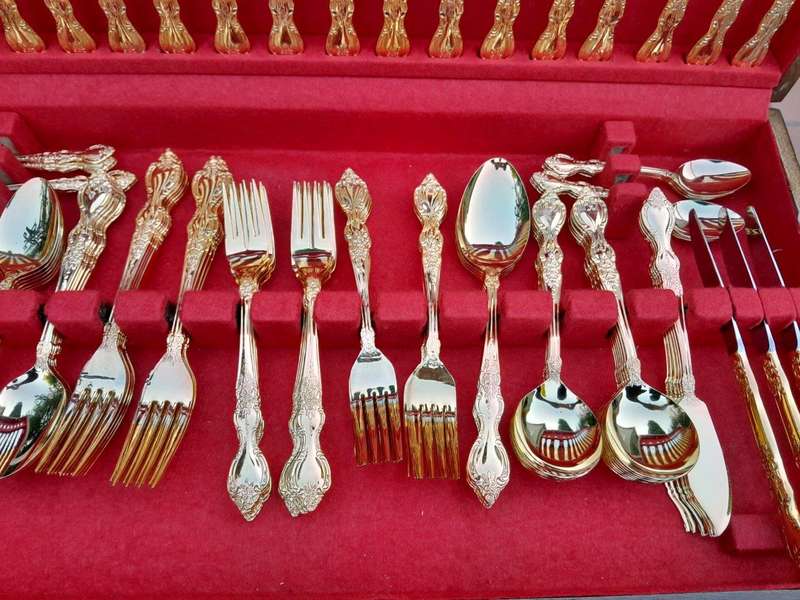A 20th Century Twelve Place 24Karat Hard Gold Plated  Cutlery set in Canteen