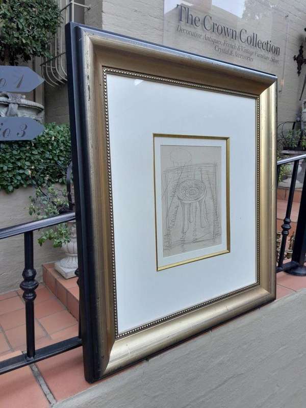 A 20th Century Alexis Preller Gild Framed Pencil on Paper Artists Stool 