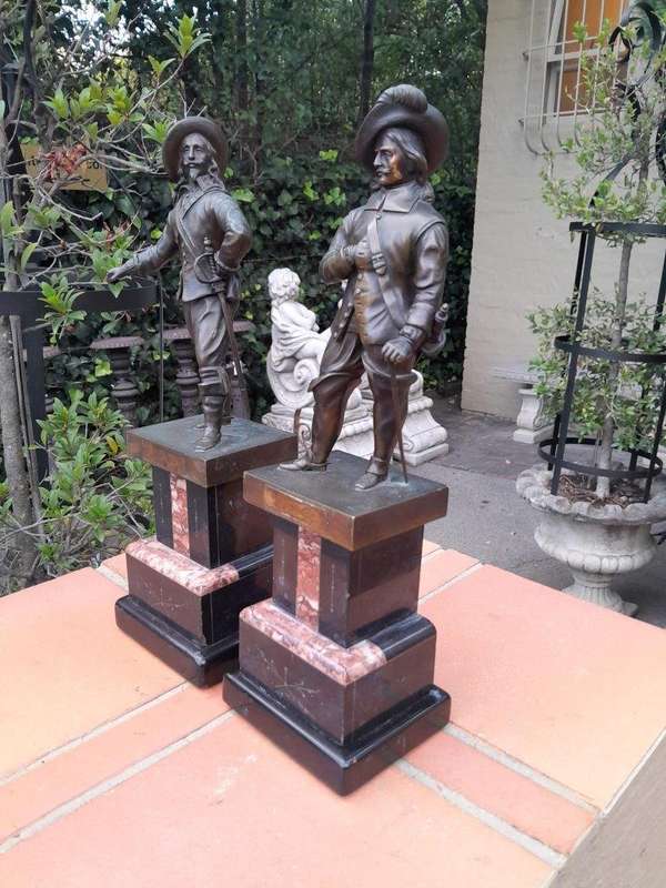 A 20th Century Pair Of Soldiers on Marble Bases ND