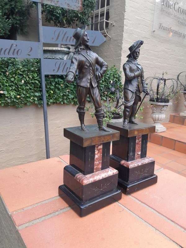 A 20th Century Pair Of Soldiers on Marble Bases ND