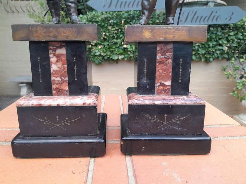 A 20th Century Pair Of Soldiers on Marble Bases ND