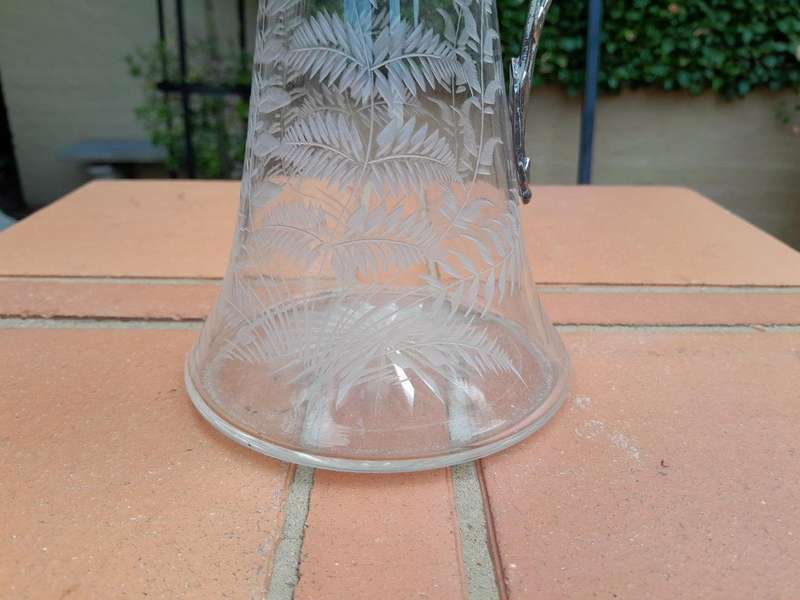 An Antique Victorian Hand-Cut Crystal Claret Jug with Silver plate mount
