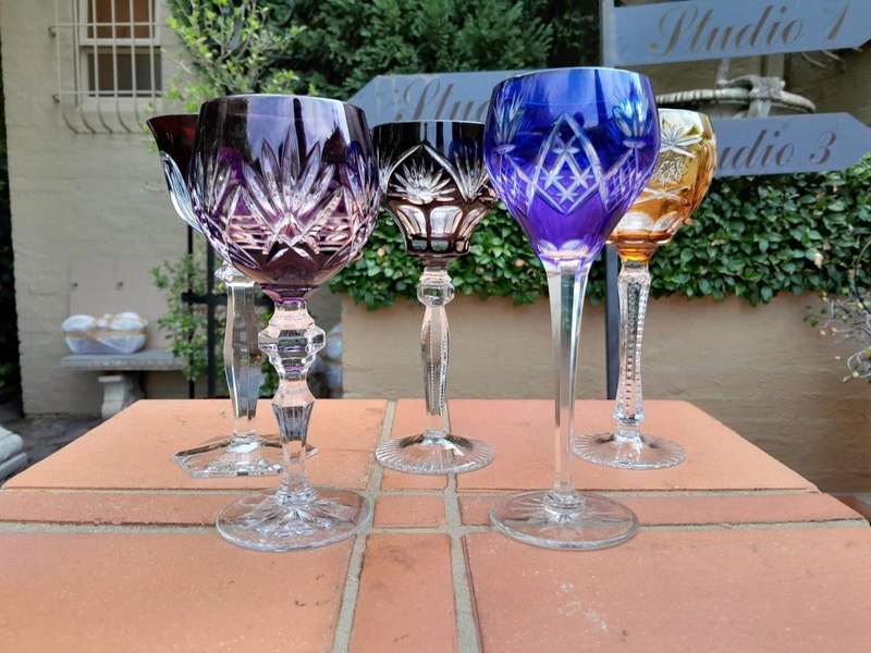 A Set of Five Crystal Harlequin Glasses