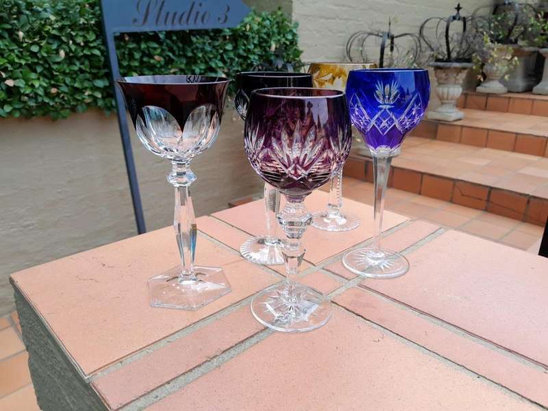 A Set of Five Crystal Harlequin Glasses