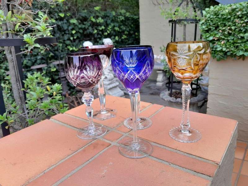 A Set of Five Crystal Harlequin Glasses