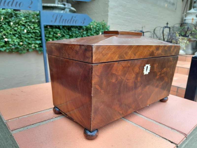 An Antique Regency Walnut Tea Caddy
