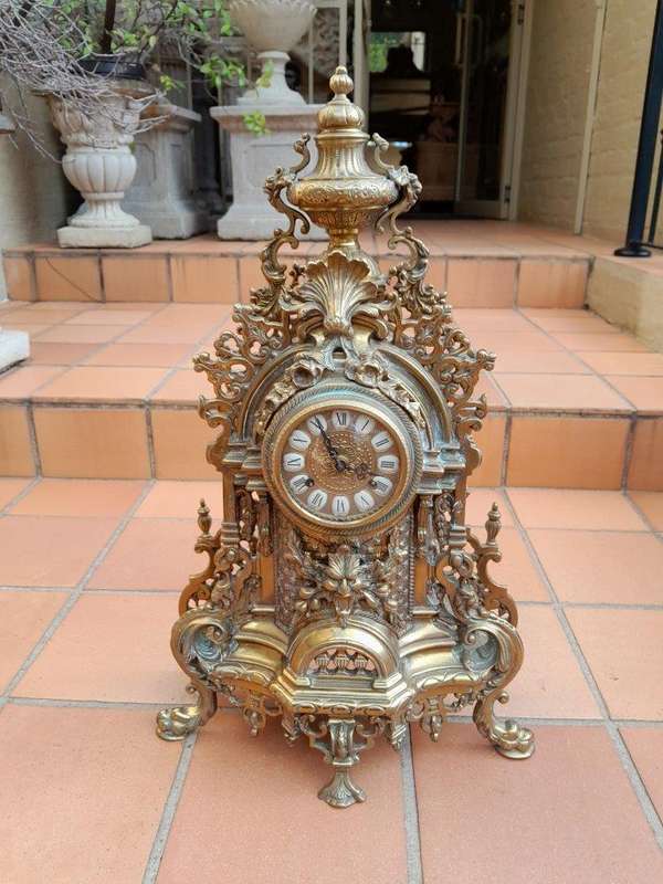 A 20th Century Garniture Set with Clock and Pair of Candelabras With Key