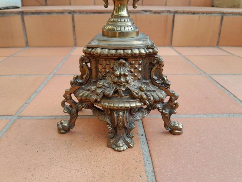 A 20th Century Garniture Set with Clock and Pair of Candelabras With Key