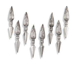 An Early 20th Century Mappin and Webb Cased Set of Eight Silver Plate Corn Holders