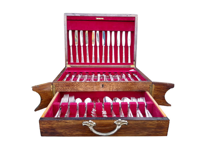A 115 Piece Sheffield Silver Plate Angora Twelve Place Cutlery Set Comprising  of One Hundred an...