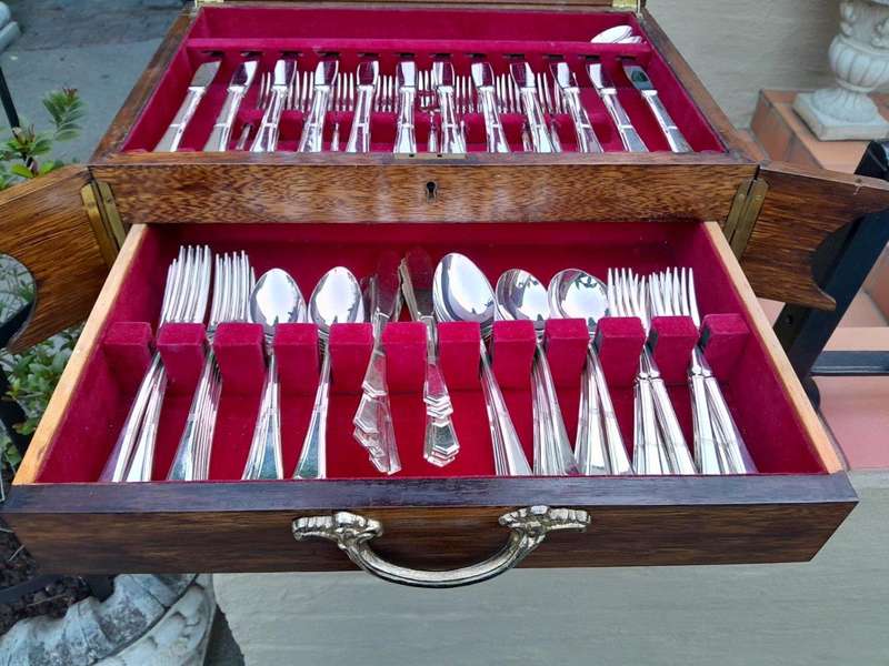 A 115 Piece Sheffield Silver Plate Angora Twelve Place Cutlery Set Comprising  of One Hundred an...