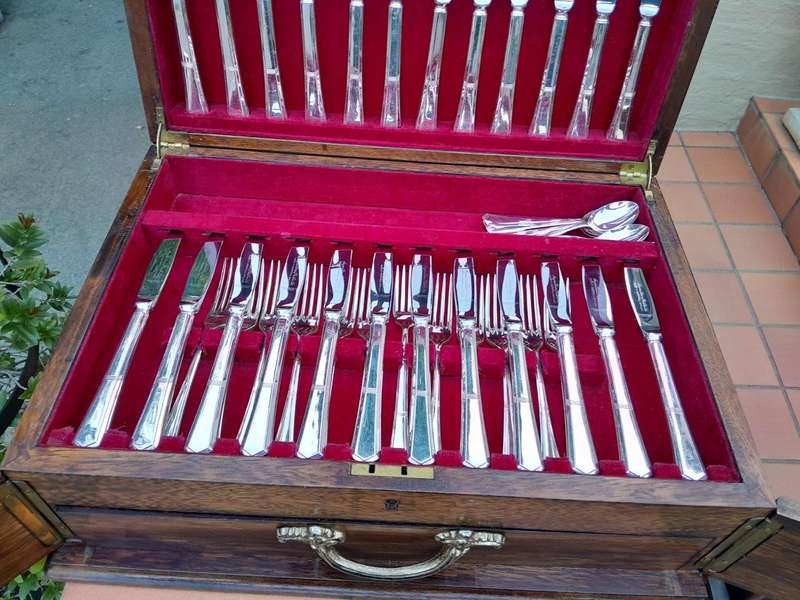 A 115 Piece Sheffield Silver Plate Angora Twelve Place Cutlery Set Comprising  of One Hundred an...