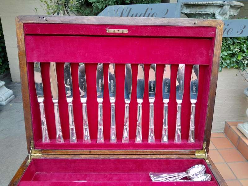 A 115 Piece Sheffield Silver Plate Angora Twelve Place Cutlery Set Comprising  of One Hundred an...