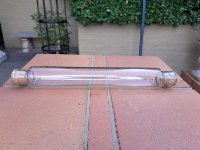 An Antique Hand-Blown Glass Rolling Pin with Original Cork Caps To Place Iced Water inside Possibly
