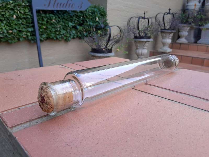 An Antique Hand-Blown Glass Rolling Pin with Original Cork Caps To Place Iced Water inside Possibly