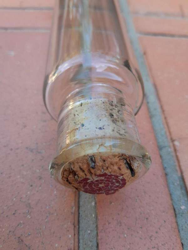 An Antique Hand-Blown Glass Rolling Pin with Original Cork Caps To Place Iced Water inside Possibly