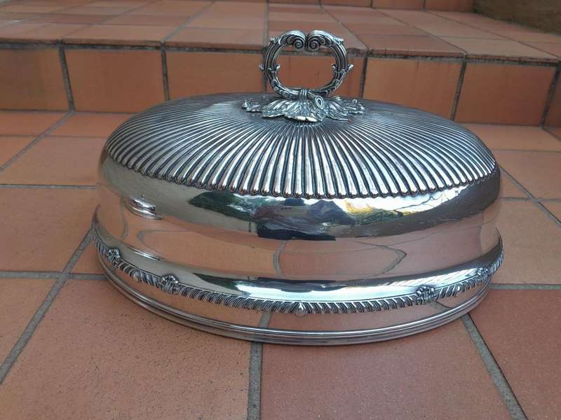 An Antique Near Pair of Two Sheffield EPNS Food Domes 