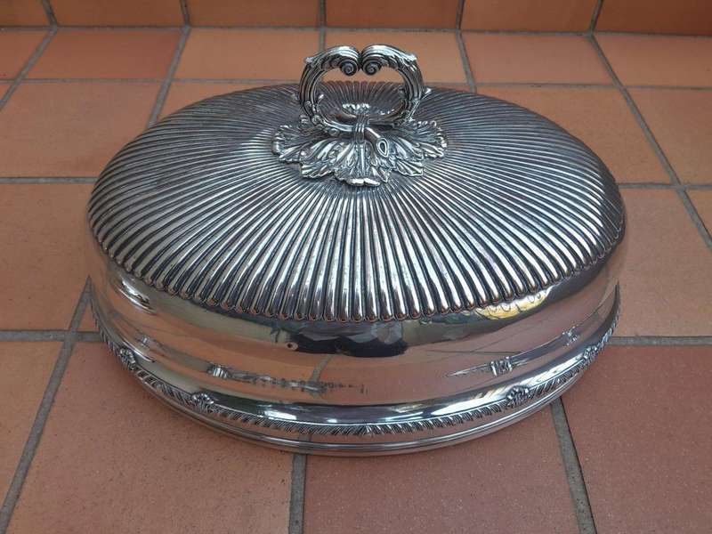 An Antique Near Pair of Two Sheffield EPNS Food Domes 