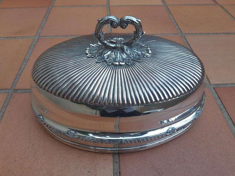 An Antique Near Pair of Two Sheffield EPNS Food Domes 