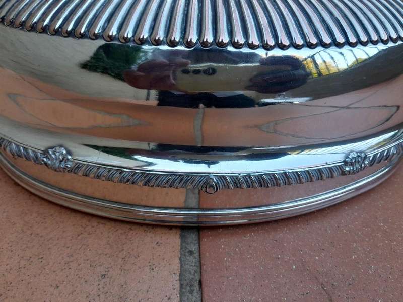 An Antique Near Pair of Two Sheffield EPNS Food Domes 