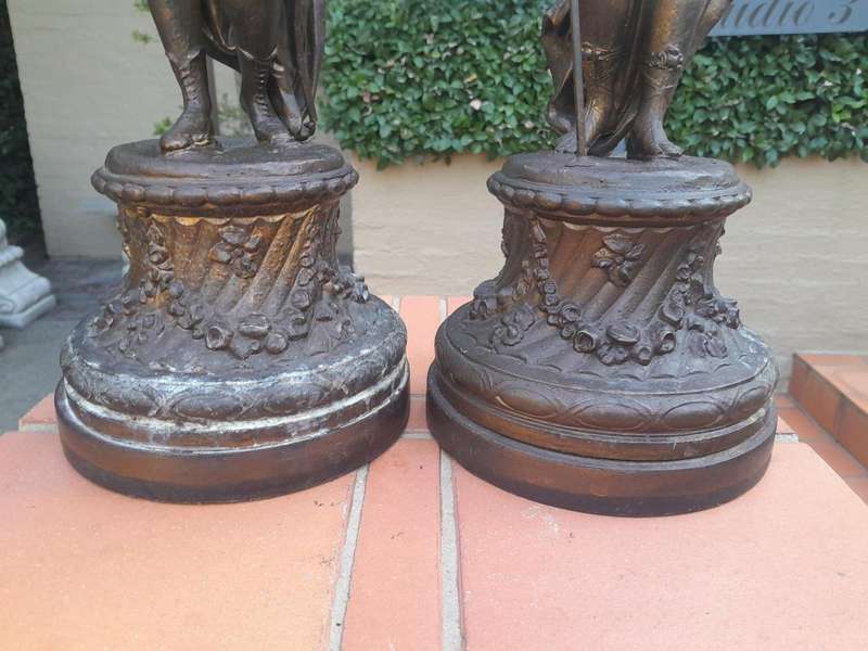 A Pair of 19th Century Patinated Spelter Roman Figures