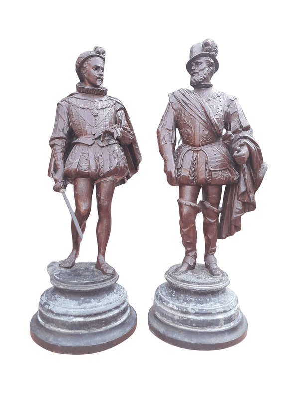 An Early 20th Century French Pair of Patinated Spelter Figurines On Bases ND