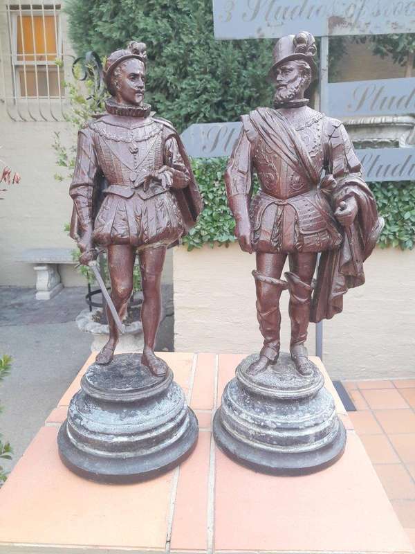 An Early 20th Century French Pair of Patinated Spelter Figurines On Bases ND
