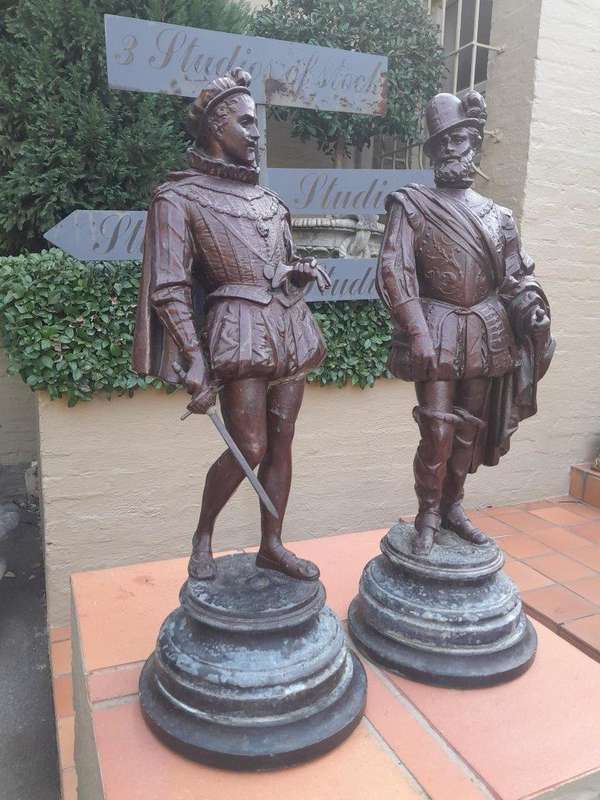 An Early 20th Century French Pair of Patinated Spelter Figurines On Bases ND