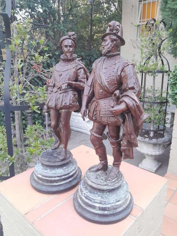 An Early 20th Century French Pair of Patinated Spelter Figurines On Bases ND