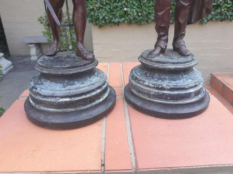 An Early 20th Century French Pair of Patinated Spelter Figurines On Bases ND