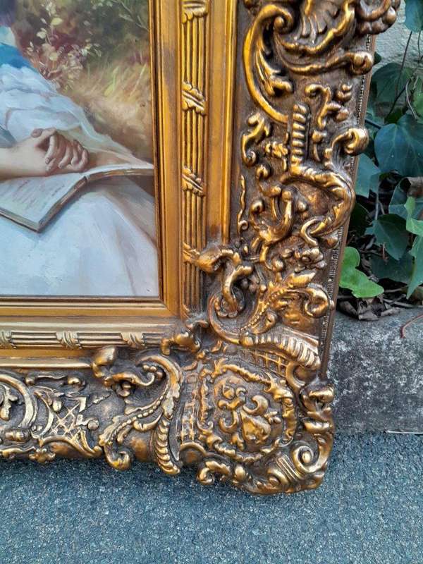 A Pair Oil Panting Of Ladies In Gilded Ornate Frames  Signed