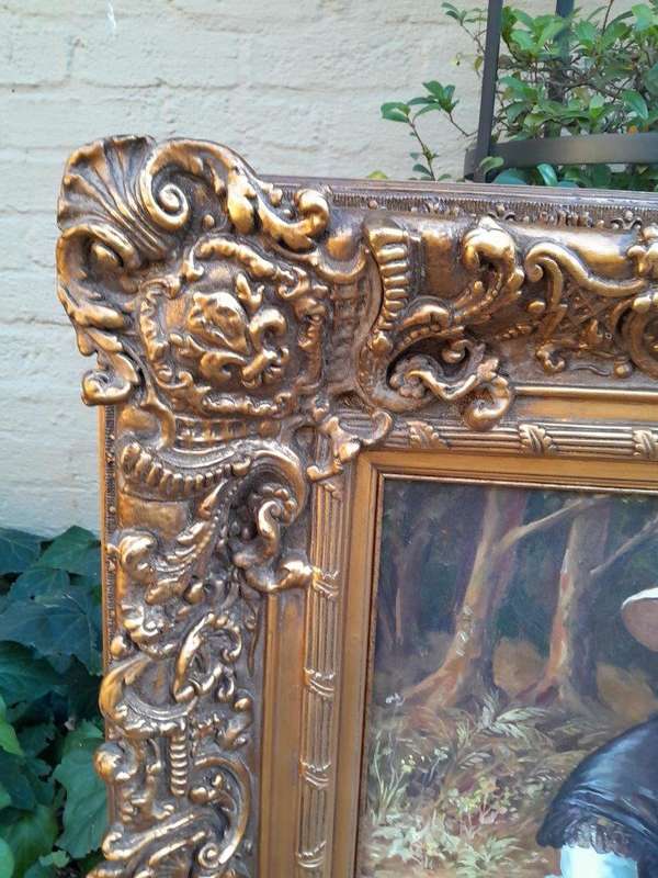 A Pair Oil Panting Of Ladies In Gilded Ornate Frames  Signed