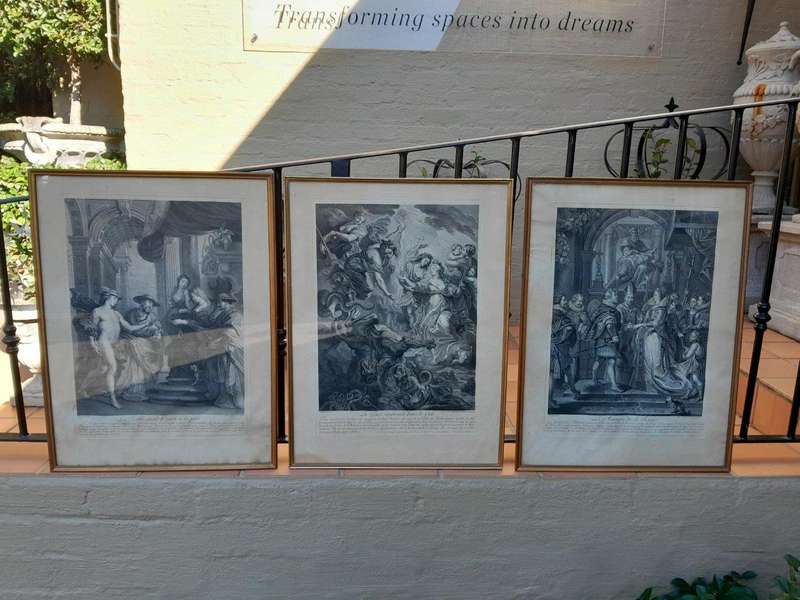 A Antique French Set Of Three Engravings Signed On The Plates