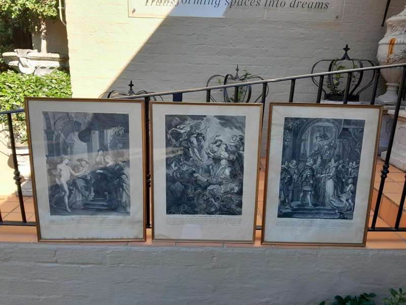 A Antique French Set Of Three Engravings Signed On The Plates