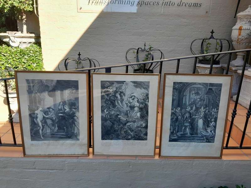 A Antique French Set Of Three Engravings Signed On The Plates