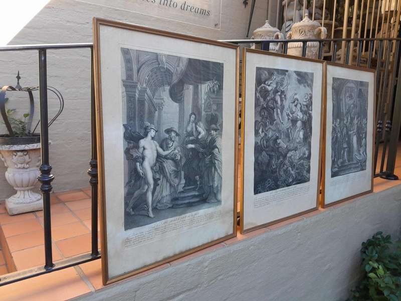 A Antique French Set Of Three Engravings Signed On The Plates