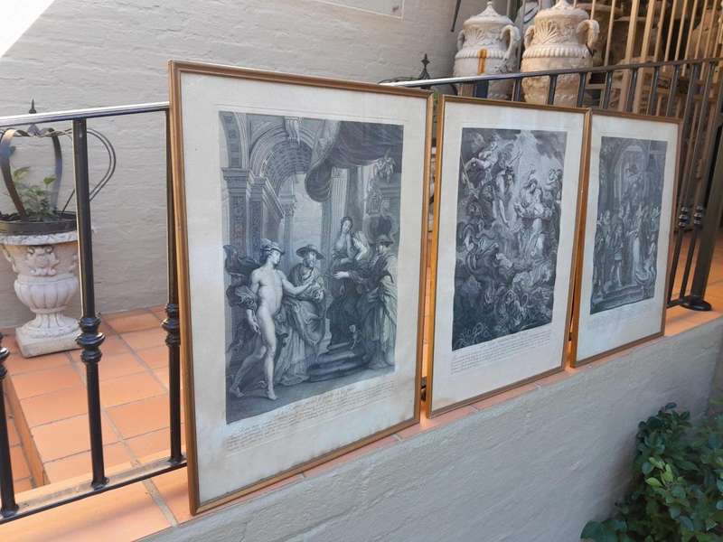 A Antique French Set Of Three Engravings Signed On The Plates