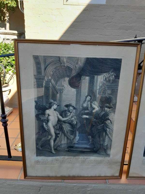 A Antique French Set Of Three Engravings Signed On The Plates