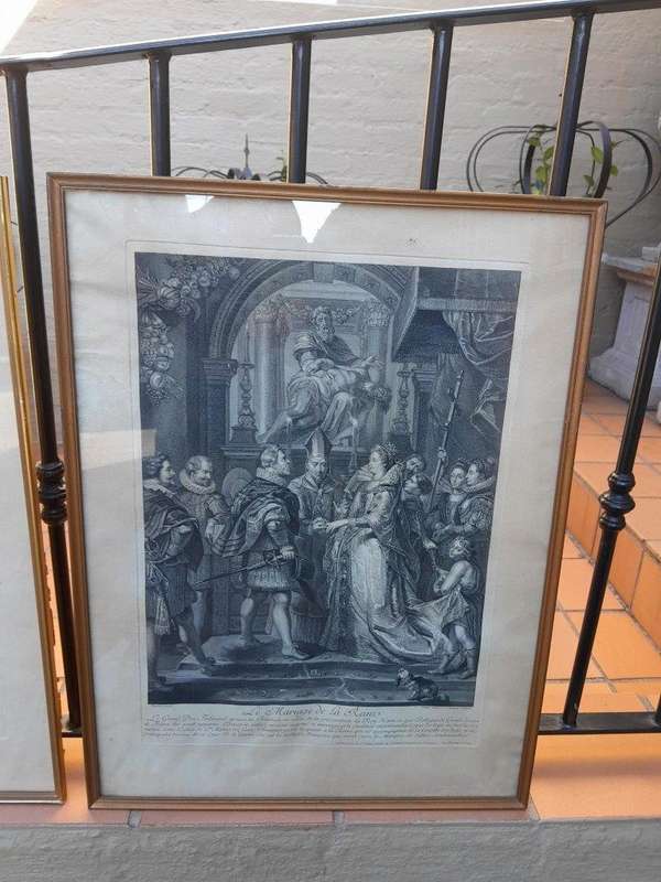 A Antique French Set Of Three Engravings Signed On The Plates