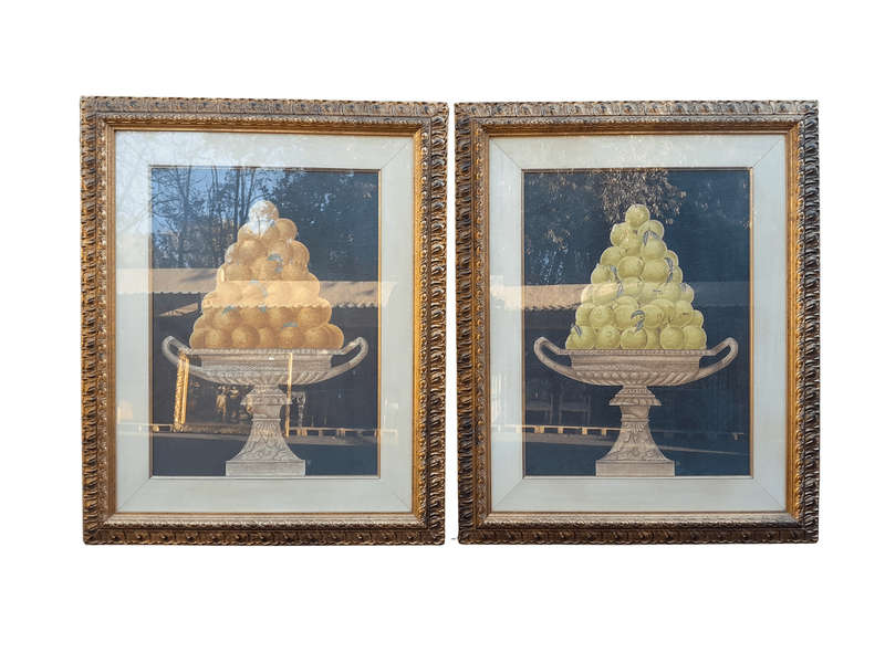 A Pair Of Photolithographs Of Lemons And Oranges With Signatures In Gilded Frames