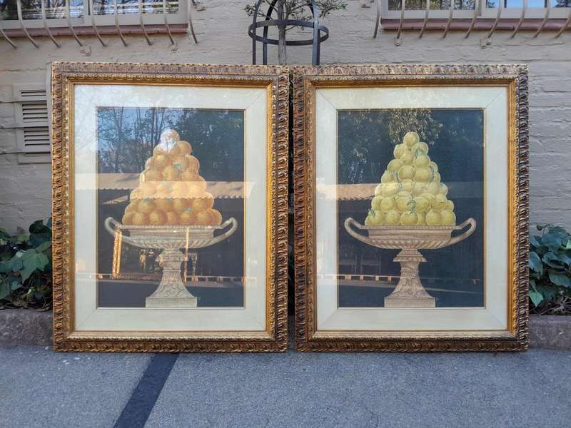 A Pair Of Photolithographs Of Lemons And Oranges With Signatures In Gilded Frames