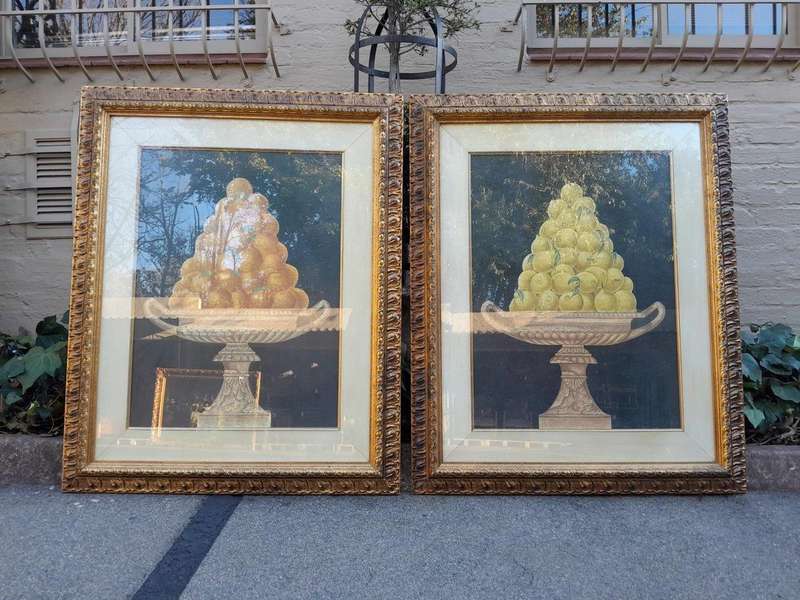 A Pair Of Photolithographs Of Lemons And Oranges With Signatures In Gilded Frames