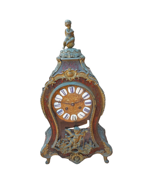 A Late 19th Century French Boulle With Ormolu, Tortoiseshell Gilt Metal Clock