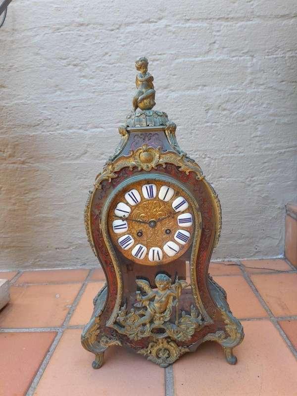 A Late 19th Century French Boulle With Ormolu, Tortoiseshell Gilt Metal Clock